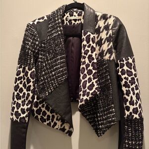 Alice + Olivia Black and White Animal Print Blazer
